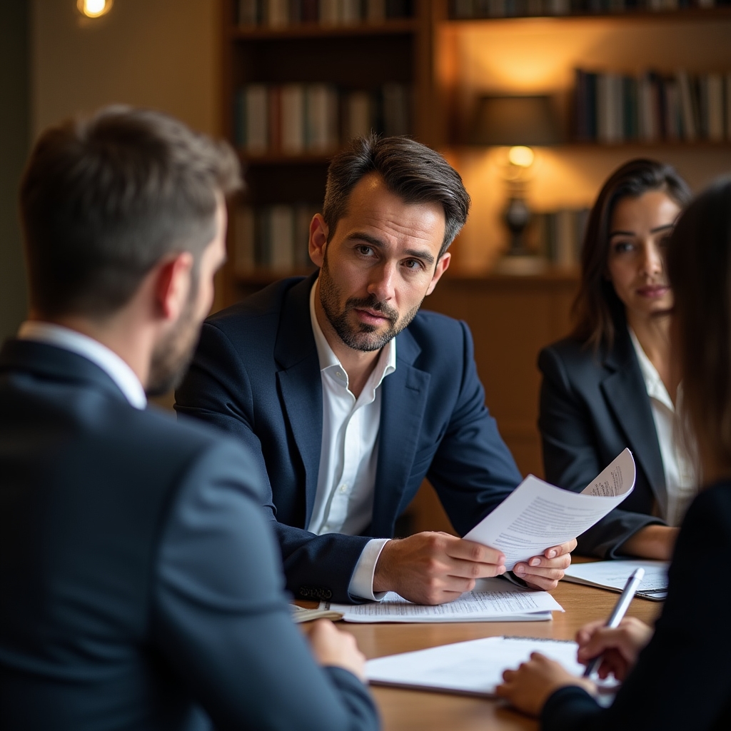 Formator în sesiune de coaching cu grup de manageri