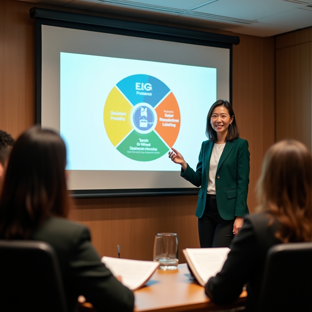 Formator prezentând cadru metodologic echipei